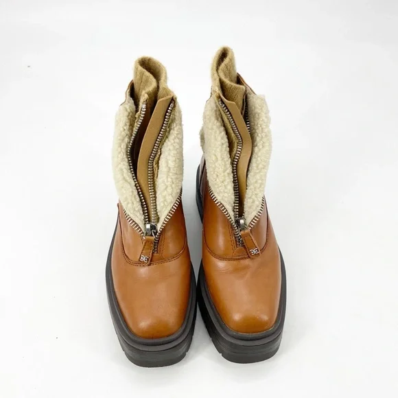 Sam Edelman Women's Linds Lug Boots S8 Brown Shearling - Picture 6 of 9